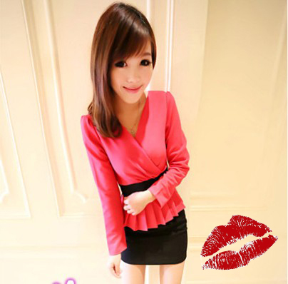 2013 spring women's long-sleeve slim waist slim hip sexy autumn and winter one-piece dress