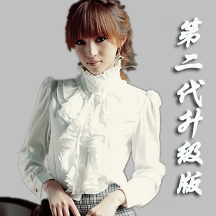 2013 spring women's long-sleeve white shirt royal slim work wear women's chiffon shirt