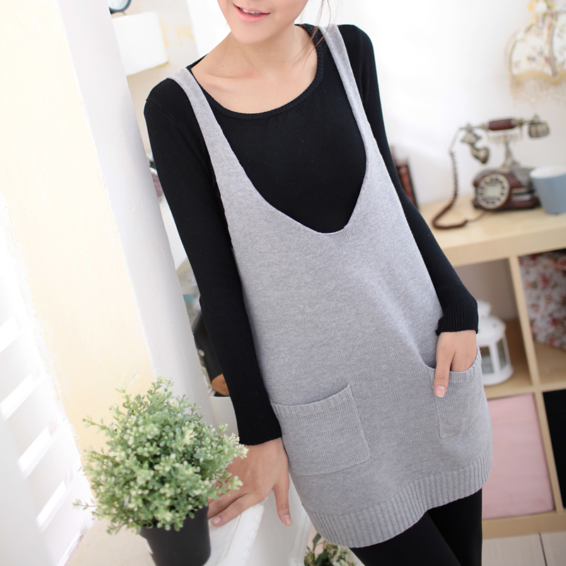 2013 spring women's medium-long loose spaghetti strap sweater tank dress sweater sleeveless