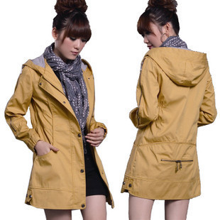 2013 spring women's medium-long slim women's trench female outerwear spring and autumn plus size trench