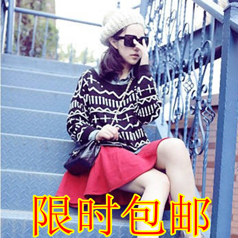 2013 spring women's plus size sweater pattern o-neck sweater