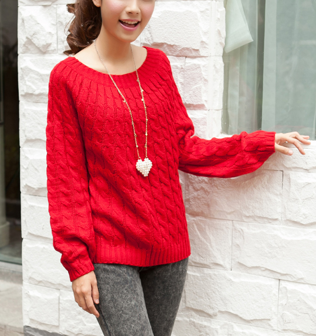 2013 spring women's preppy style twisted pullover sweater female thickening basic shirt sweater female free shipping
