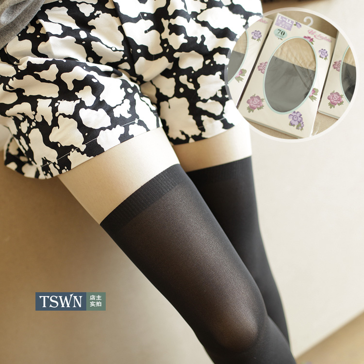 2013 spring women's product color block decoration rompers stockings pantyhose