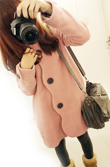 2013 spring women's rubber powder of the waves woolen trench outerwear wave woolen overcoat female