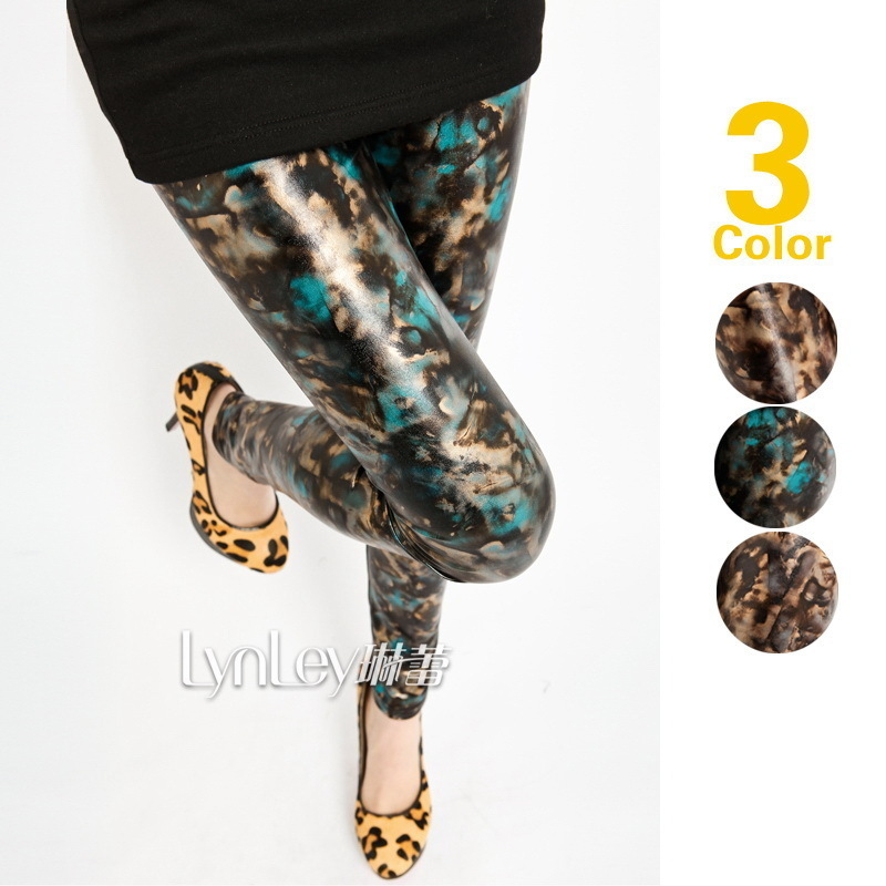 2013 spring women's safety pants faux leather doodle fashion personality female ankle length leggings