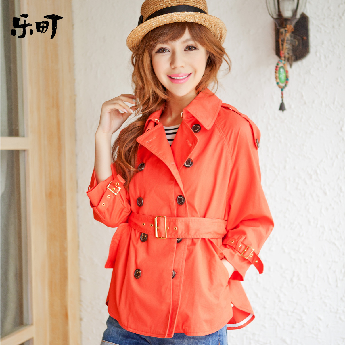 2013 spring women's sexy slim double breasted trench female short design
