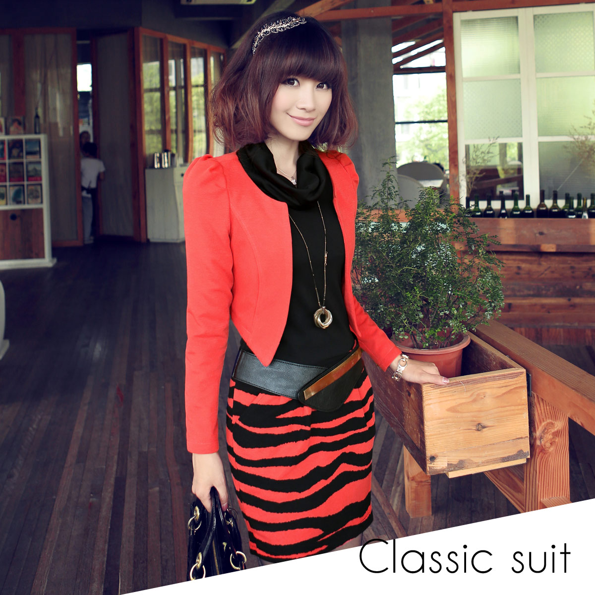 2013 spring women's sleeveless one-piece dress set twinset heap turtleneck
