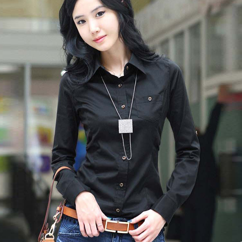 2013 spring women's slim autumn shirt female white shirt Women long-sleeve ol