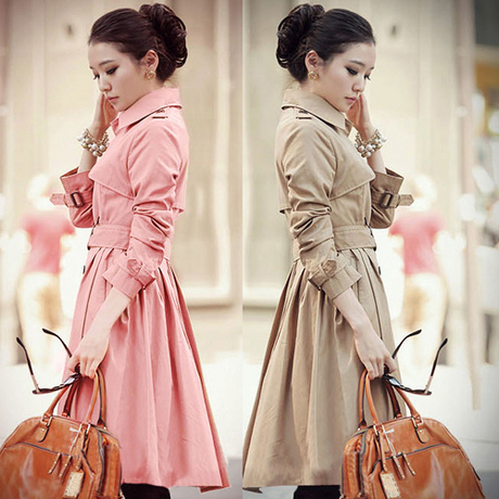 2013 spring women's slim elegant double breasted quality trench female