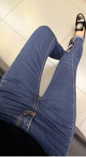 2013 spring women's slim high waist blue pencil pants jeans female