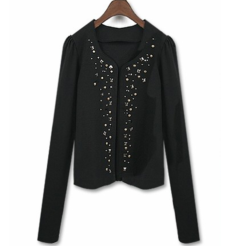 2013 spring women's slim rivet long-sleeve short jacket casual all-match design short coat