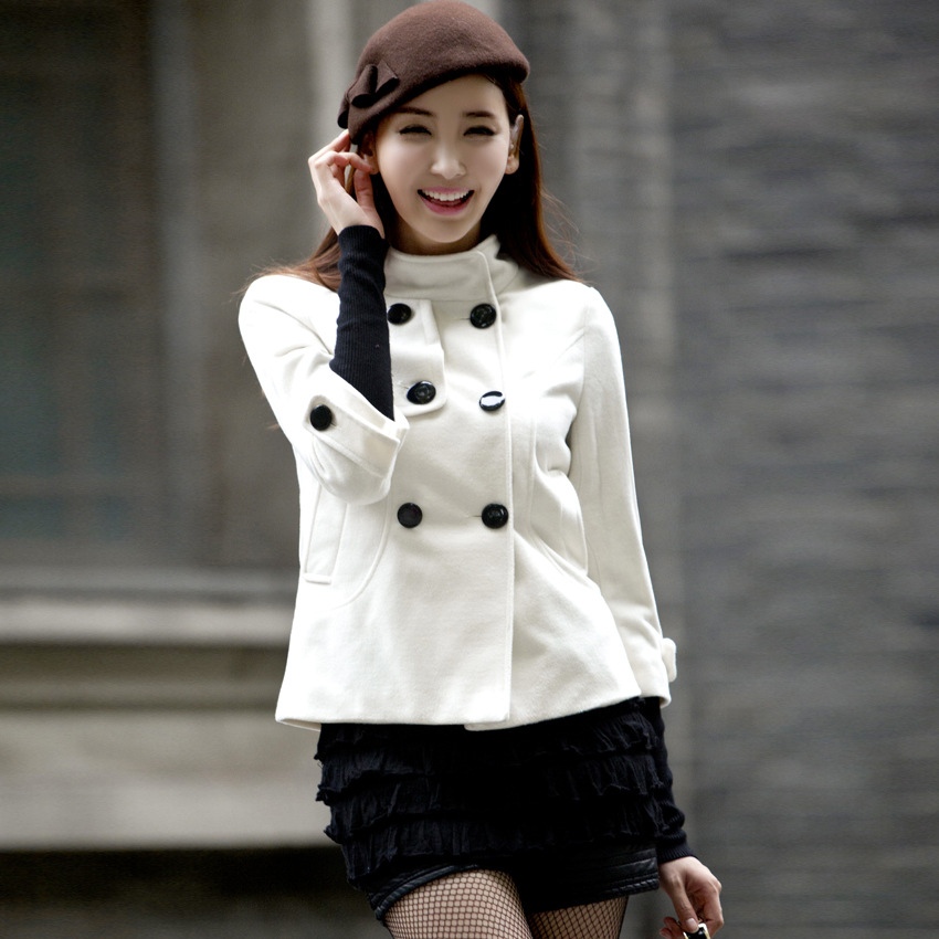 2013 spring women's solid color all-match wrist-length sleeve double breasted short jacket