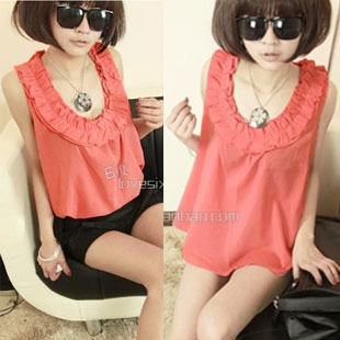 2013 spring women's spring and autumn new arrival loose pullover peter pan collar sleeveless chiffon basic sweater