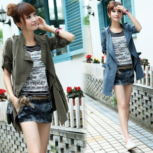 2013 spring women's stand collar elegant cardigan shirt fashion thin trench female