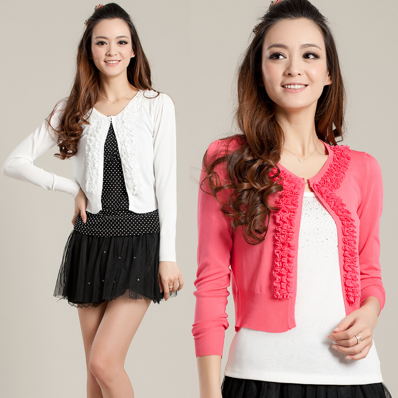 2013 spring women's sweet small knitted cape lace decoration all-match small cardigan waistcoat