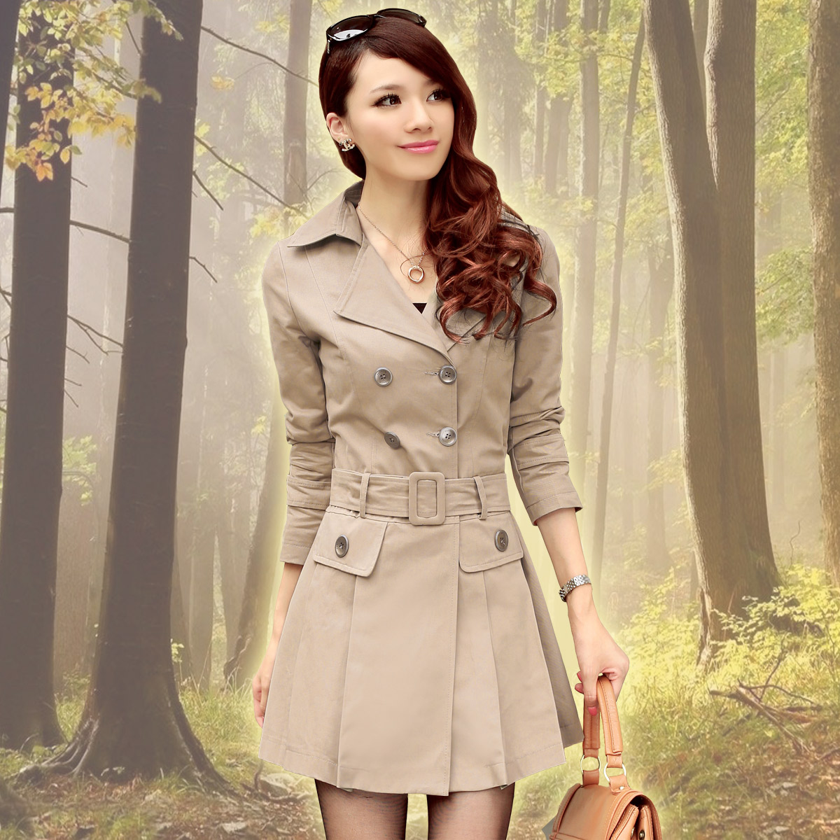 2013 spring women's trench women outerwear double breasted slim overcoat spring and autumn trench
