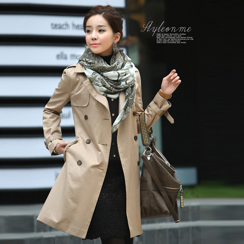 2013 spring women's trench women outerwear double breasted slim spring trench