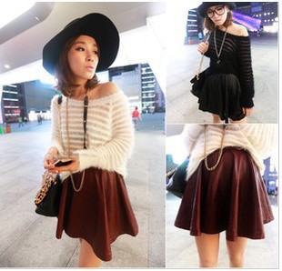 2013 spring women's universal all-match high waist slim leather short skirt three-dimensional cut bust skirt