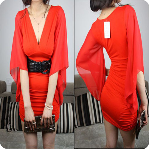 2013 spring women's V-neck low-cut sexy hip tight fitting ultra-short slim one-piece dress party