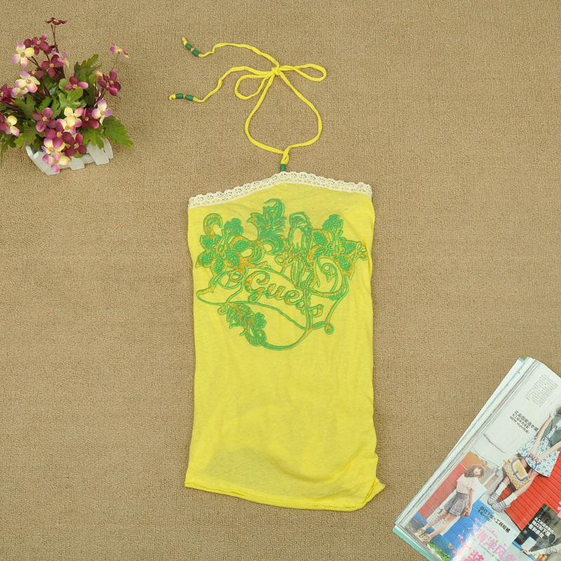 2013 spring young girl spaghetti strap top yellow 13-33d