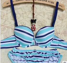 2013 striped new style bottom cute and comfortable push up bra sets 4 color for you to choose