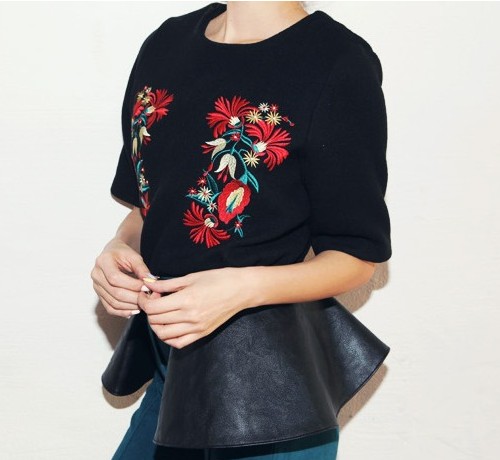2013 sty nda chiffon shirt women vintage embroidery women's loose chiffon shirt