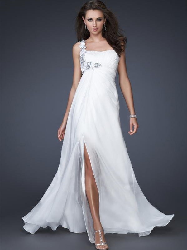 2013 Style A-line One Shoulder Applique  Sleeveless Floor-length Chiffon Prom Dresses / Evening Dresses (XZ02384)
