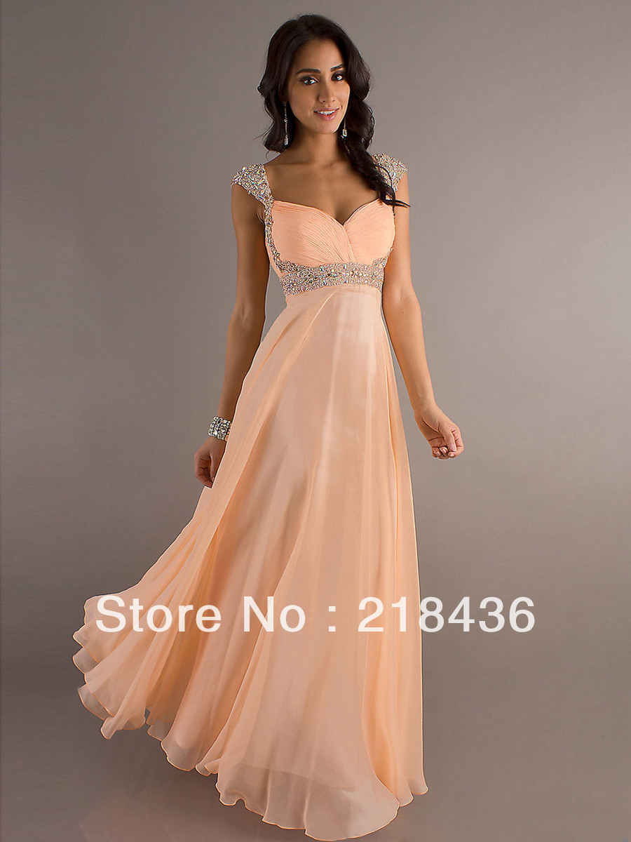 2013 Style A-line Straps Beading  Sleeveless Floor-length Chiffon Prom Dresses / Evening Dresses (XZ02116)