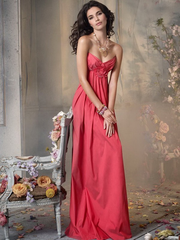 2013 Style A-line Sweetheart  Hand-Made Flower Sleeveless Floor-length Taffeta Prom Dresses / Evening Dresses (XZ02374)