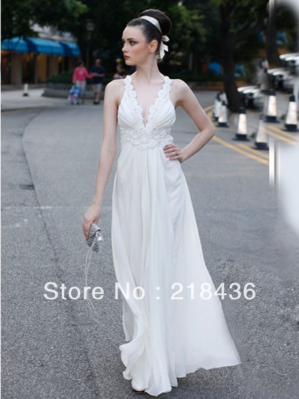 2013 Style A-line V-neck  Applique  Sleeveless Floor-length Chiffon Prom Dresses / Evening Dresses (XZ02367)