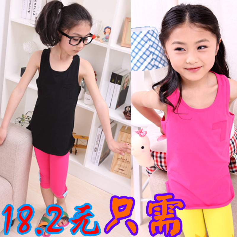 2013 summer 6 - 13 female child candy color girls clothing baby tank