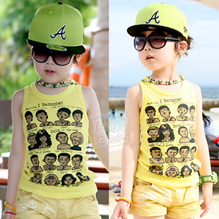 2013 summer boys clothing girls clothing baby child T-shirt sleeveless vest 6039