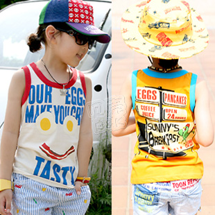 @ 2013 summer boys clothing girls clothing baby child T-shirt sleeveless vest tx-1583