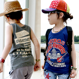 2013 summer boys clothing girls clothing baby child T-shirt sleeveless vest tx-1672