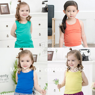 2013 summer brief candy color boys clothing girls clothing child T-shirt sleeveless vest tx-1717