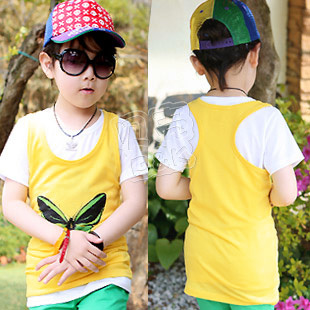 2013 summer butterfly of paragraph boys clothing girls clothing baby vest tx-1115