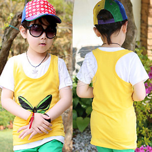 2013 summer butterfly of paragraph boys clothing girls clothing baby vest tx-1115 free shipping