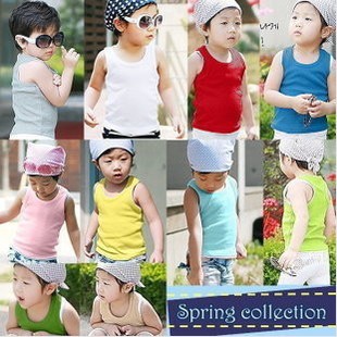 2013 summer candy color boys clothing girls clothing baby child vest