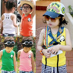 2013 summer candy panda of paragraph boys clothing girls clothing baby vest tx-1031