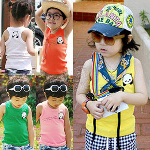 2013 summer candy panda of paragraph boys clothing girls clothing baby vest tx-1031