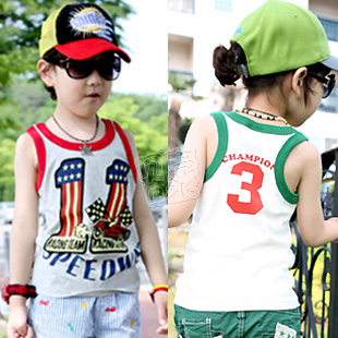 2013 summer cartoon boys clothing girls clothing baby child T-shirt sleeveless vest tx-1587