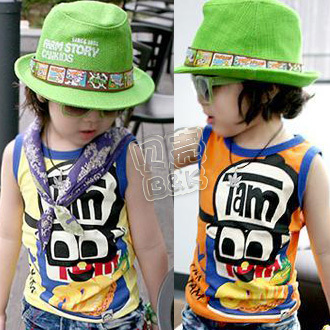 2013 summer cartoon fruit boys clothing girls clothing child T-shirt sleeveless vest tx-0963