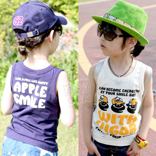 2013 summer cartoon letter male girls clothing baby child T-shirt sleeveless vest tx-1579