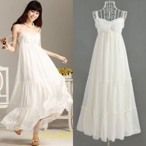 2013 summer chiffon spaghetti strap lace decoration white maternity bohemia one-piece dress full dress women's dress