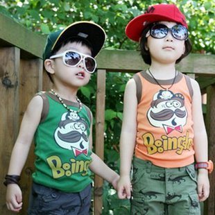 2013 summer child full cotton vest girls clothing male T-shirt  baby sleeveless vest fashion dress