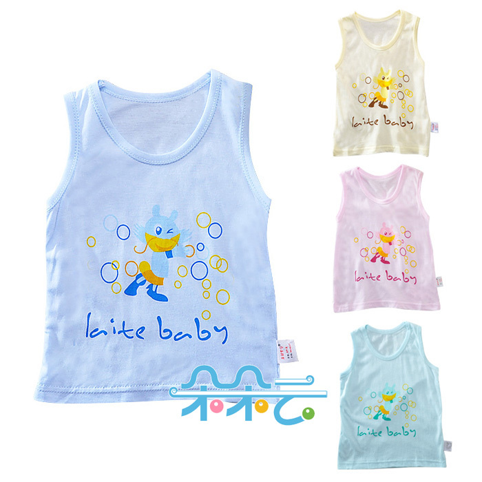 2013 Summer children's clothing bamboo fibre material sleeveless T-shirt