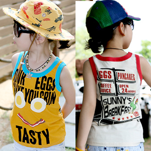 2013 summer children's clothing egg letter child baby male child vest sleeveless T-shirt 4776 free shipping
