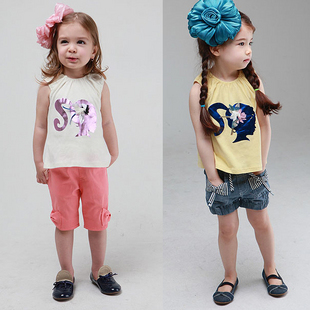 2013 summer children's clothing female child t-shirt internality sleeveless little girl pattern child vest 100% cotton