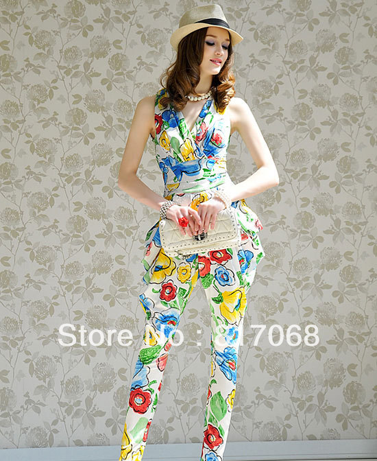 2013 summer clothing the new temperament folds waisted harem vest women Siamese trousers Jumpsuits & Rompers