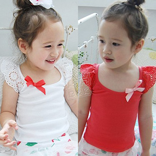 2013 summer fairy girls clothing child small vest sleeveless laciness t-shirt tx-1676